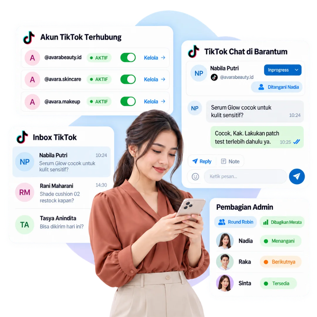 Inbox Barantum untuk mengelola pesan dari banyak akun TikTok bisnis