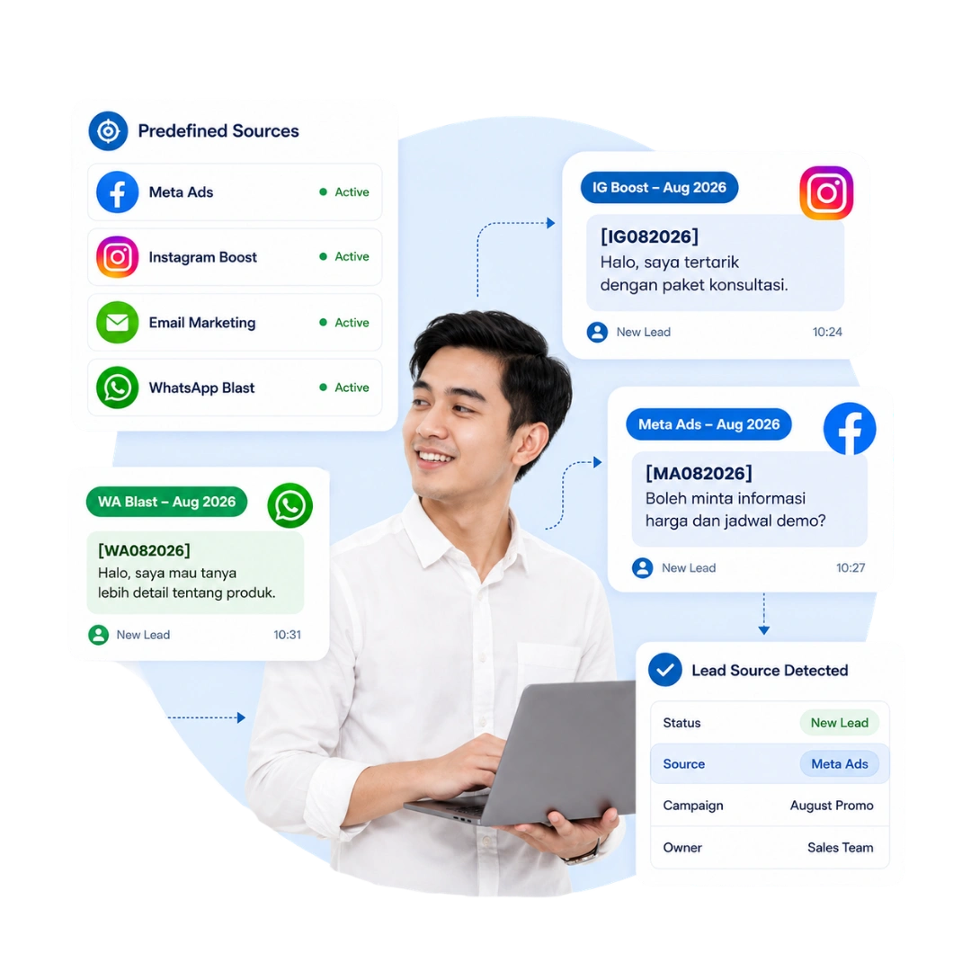 Barantum lead source tracking screen for monitoring lead sources and channel performance