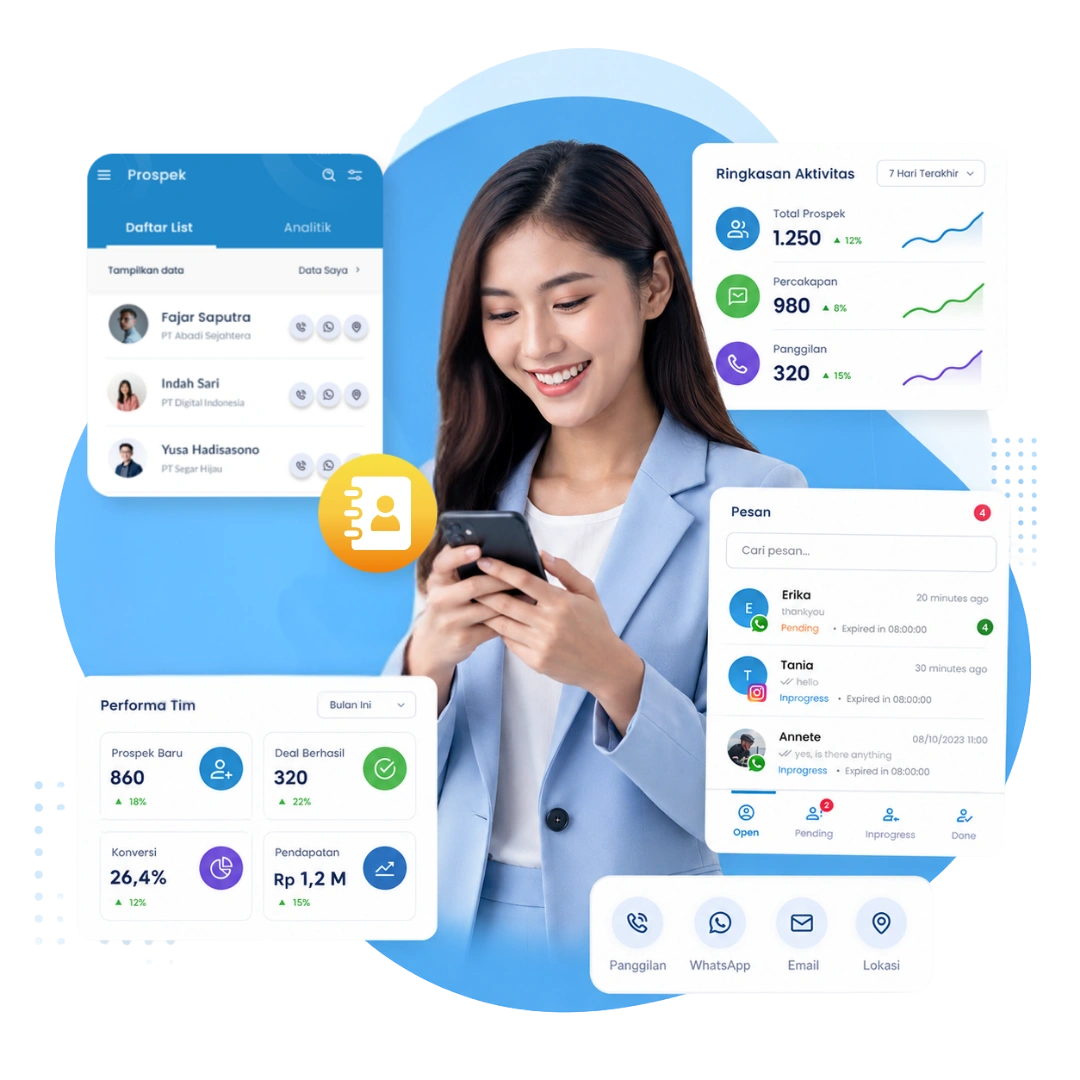 Tampilan aplikasi mobile CRM Barantum untuk update aktivitas dan kunjungan sales