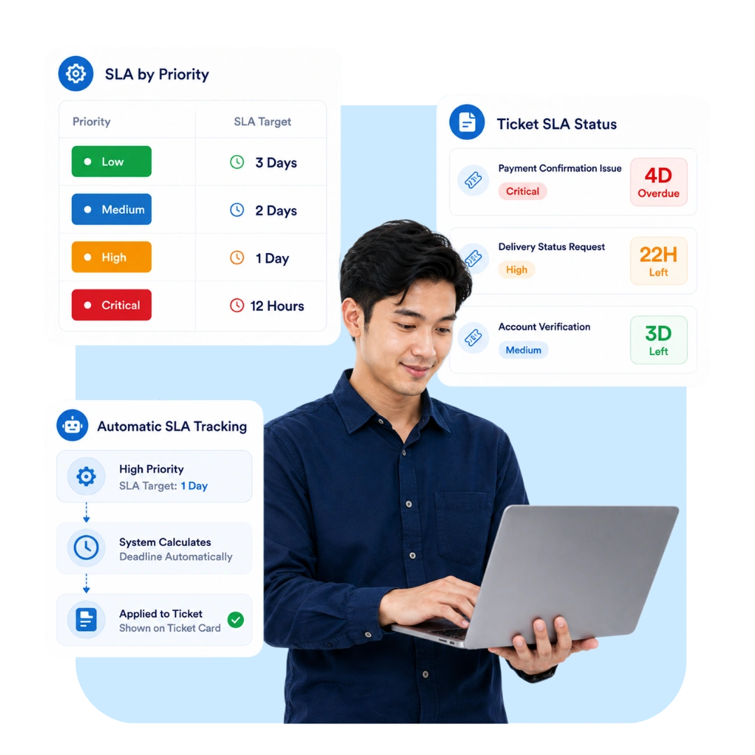 Tampilan dashboard SLA management Barantum untuk memantau timer dan eskalasi tiket