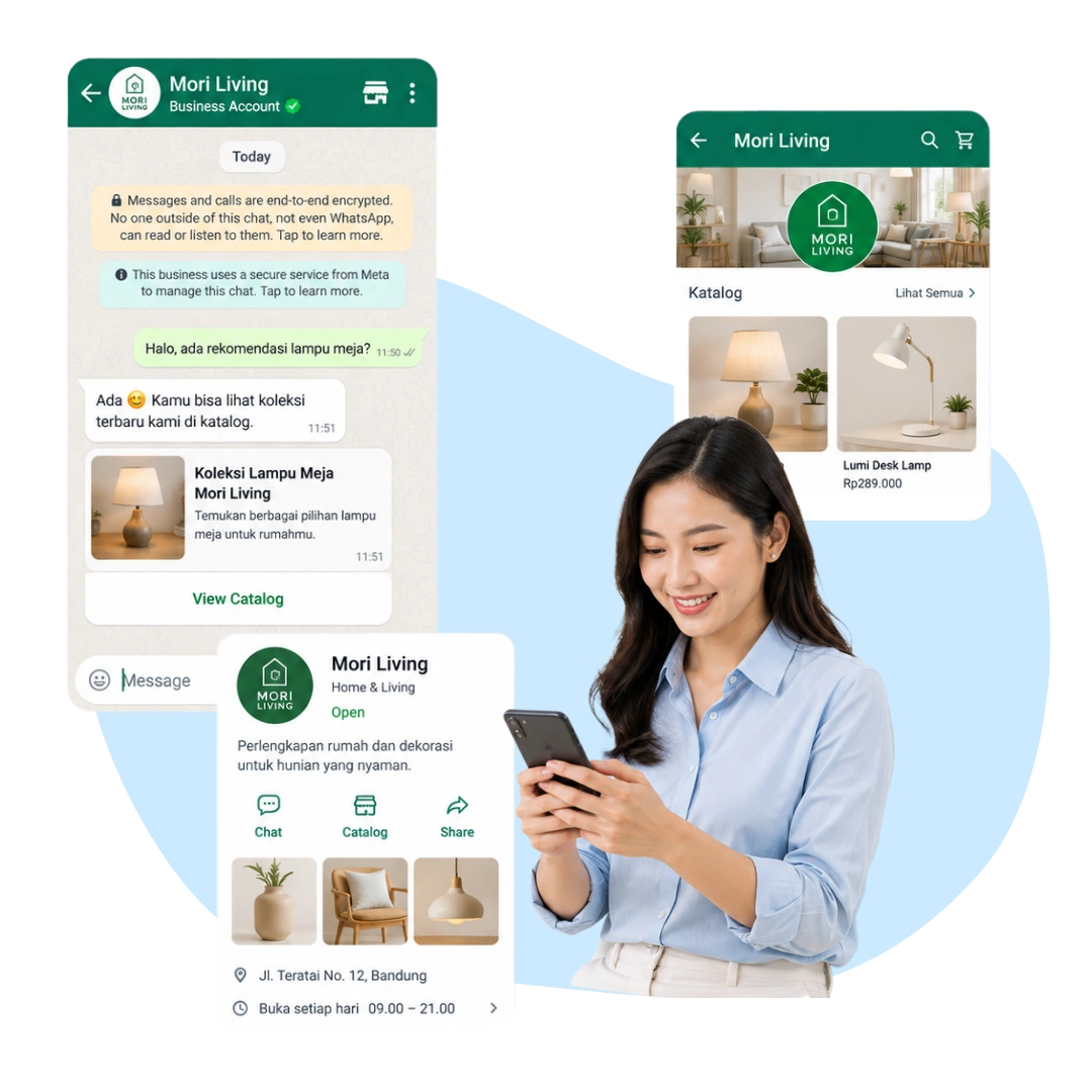 Tampilan WhatsApp catalog Barantum untuk menampilkan produk langsung di chat