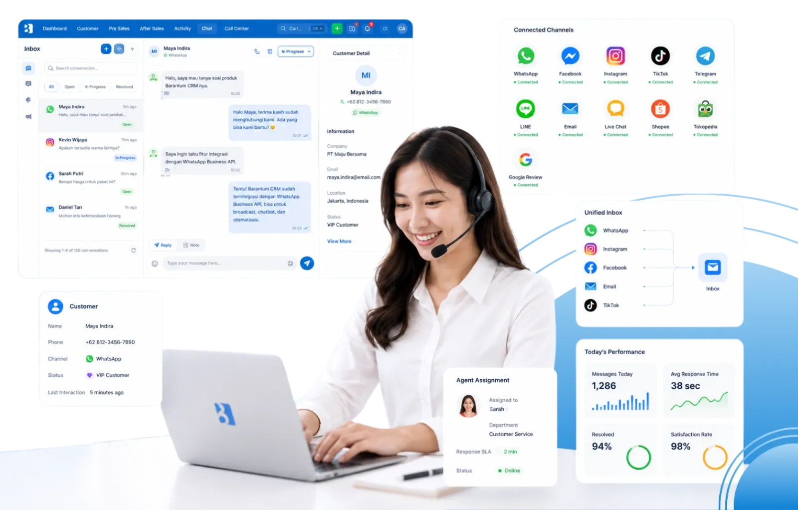 Barantum multi channel inbox dashboard for managing all customer messages