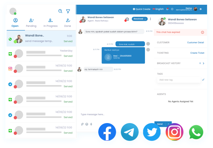 Barantum - Aplikasi Omnichannel Chat - Fitur Omnichannel