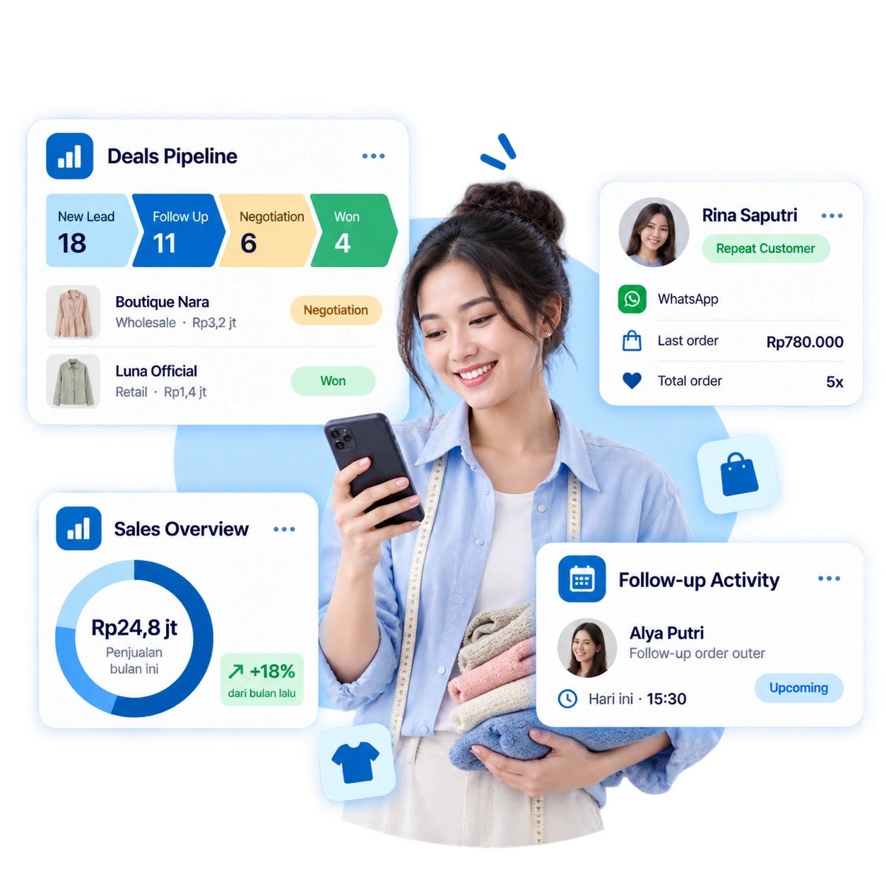 CRM UMKM Barantum dengan pencatatan leads dan pengingat follow up
