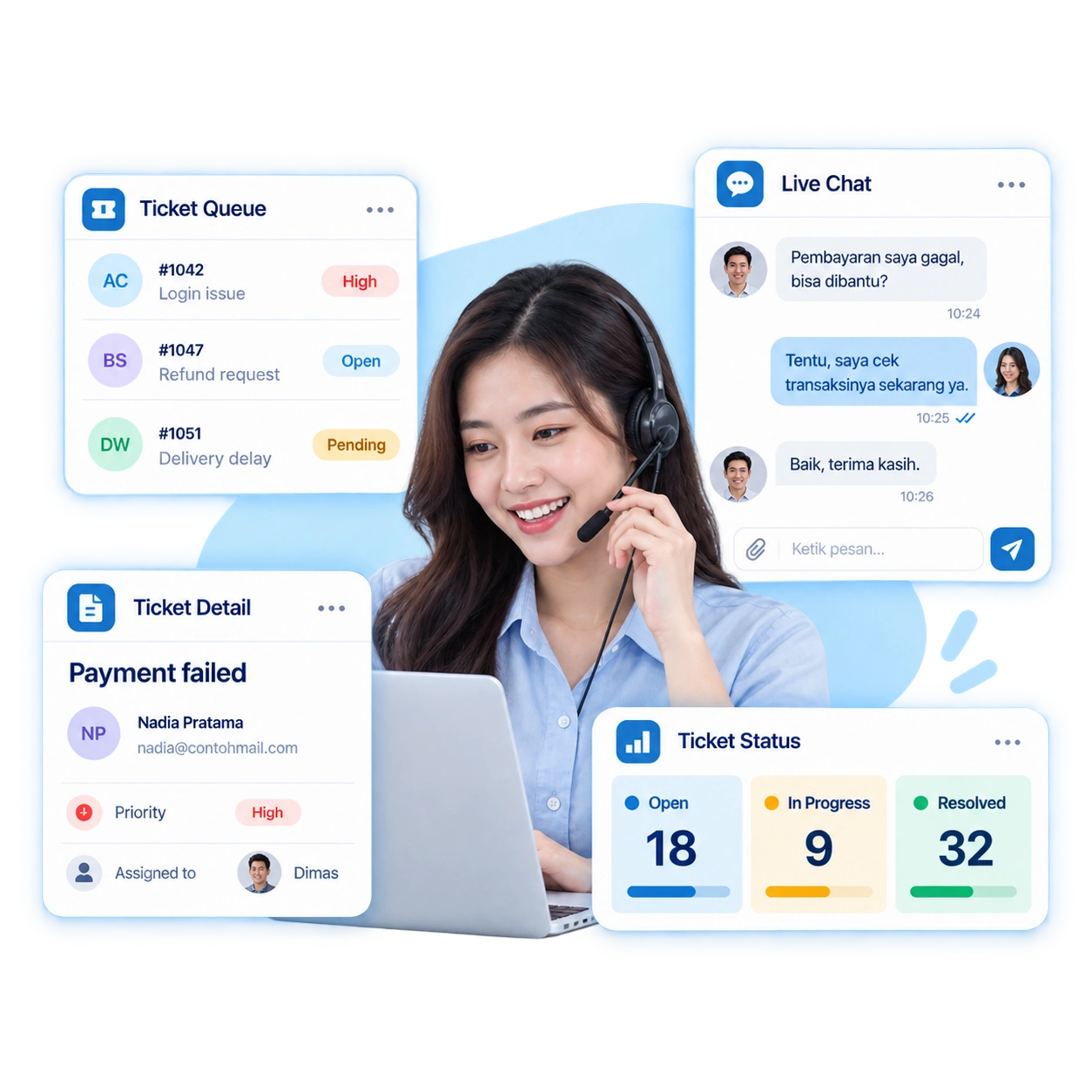 Helpdesk software Barantum dengan tiket multichannel dan target SLA