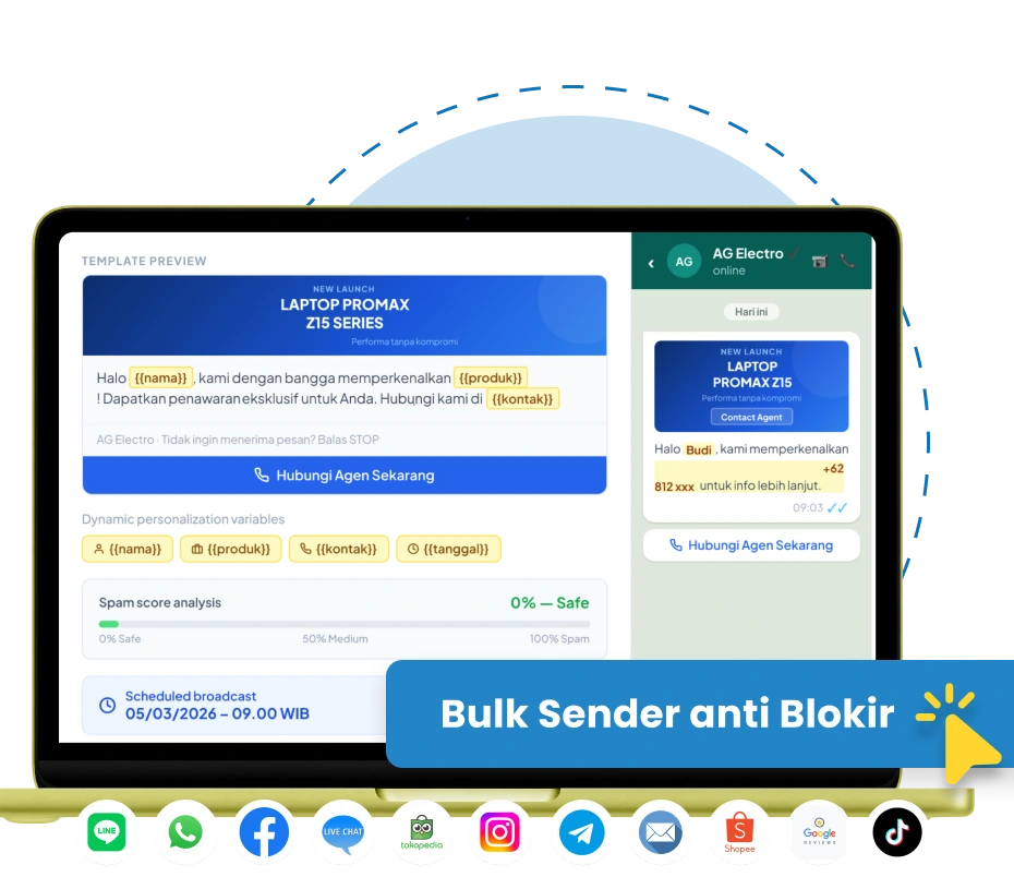 Aplikasi WhatsApp bulk sender terbaik berbasis API resmi Meta dari Barantum