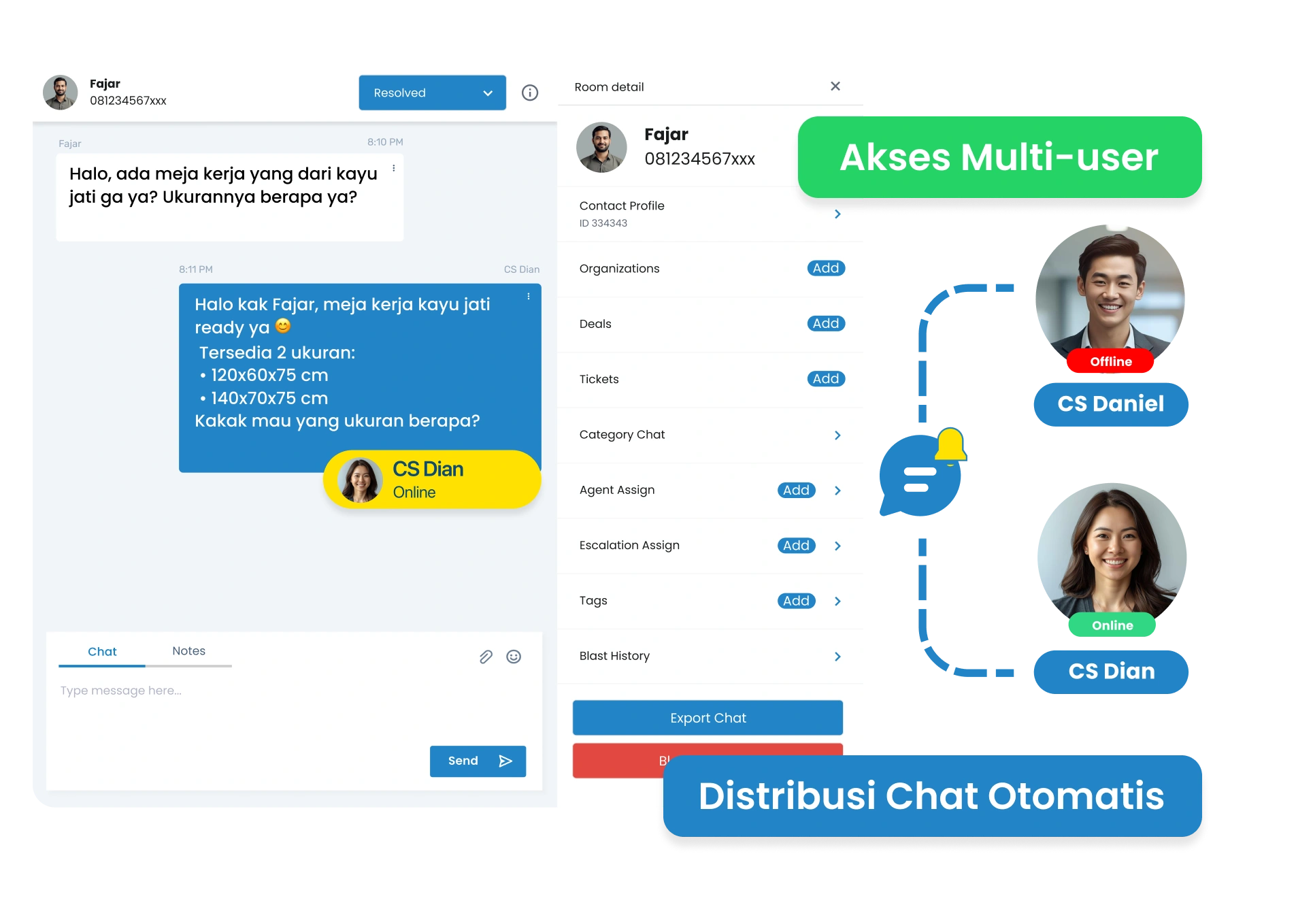 Multi agent WhatsApp dalam satu nomor bisnis dengan aplikasi WhatsApp CRM terbaik Barantum