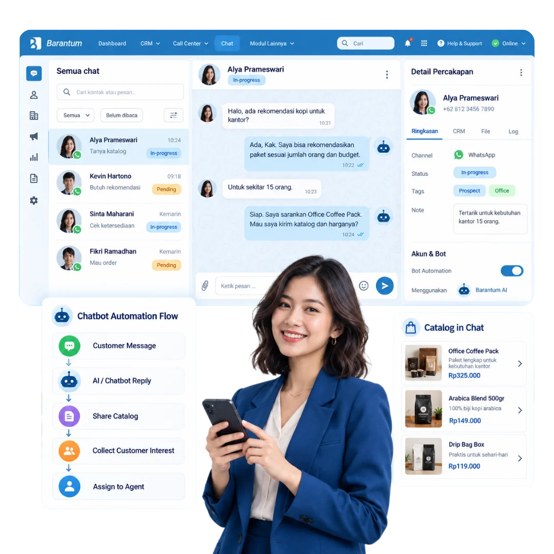 Chat automation software Barantum untuk otomasi percakapan pelanggan