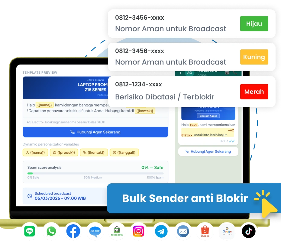 Aplikasi WhatsApp bulk sender anti blokir berbasis API resmi Barantum