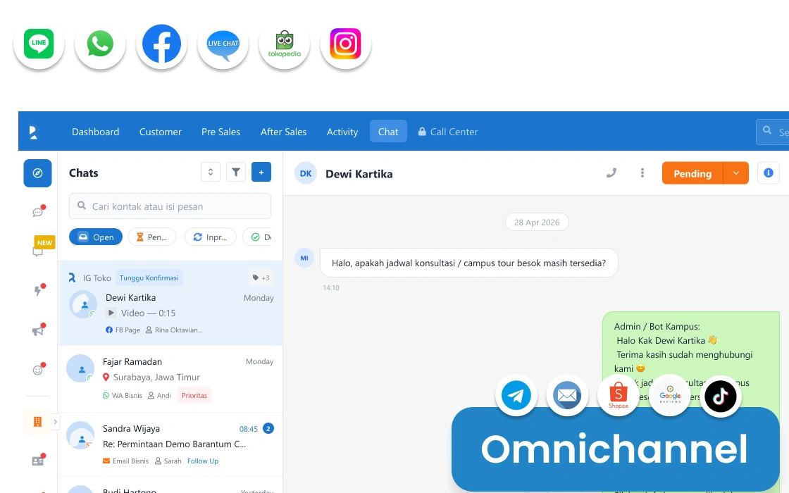 CRM dealer mobil omnichannel Barantum kelola prospek dari semua saluran