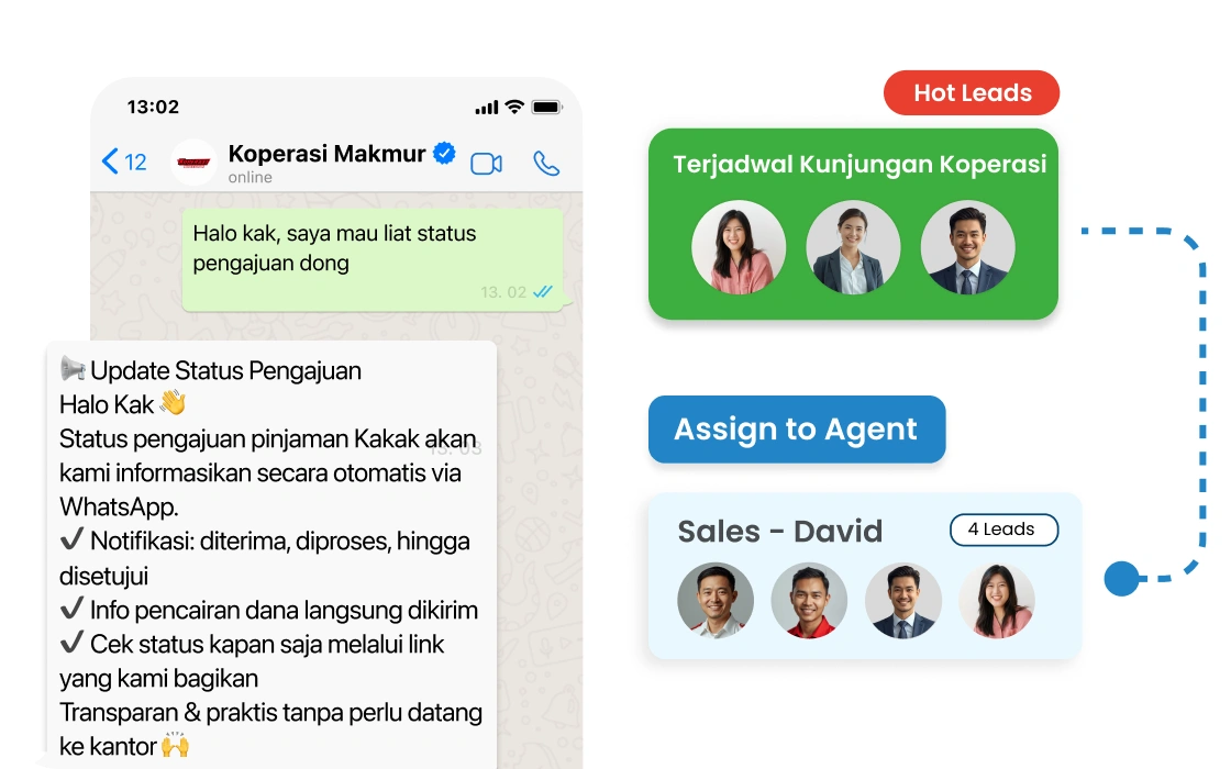 Update status pengajuan simpan pinjam koperasi via WhatsApp Barantum