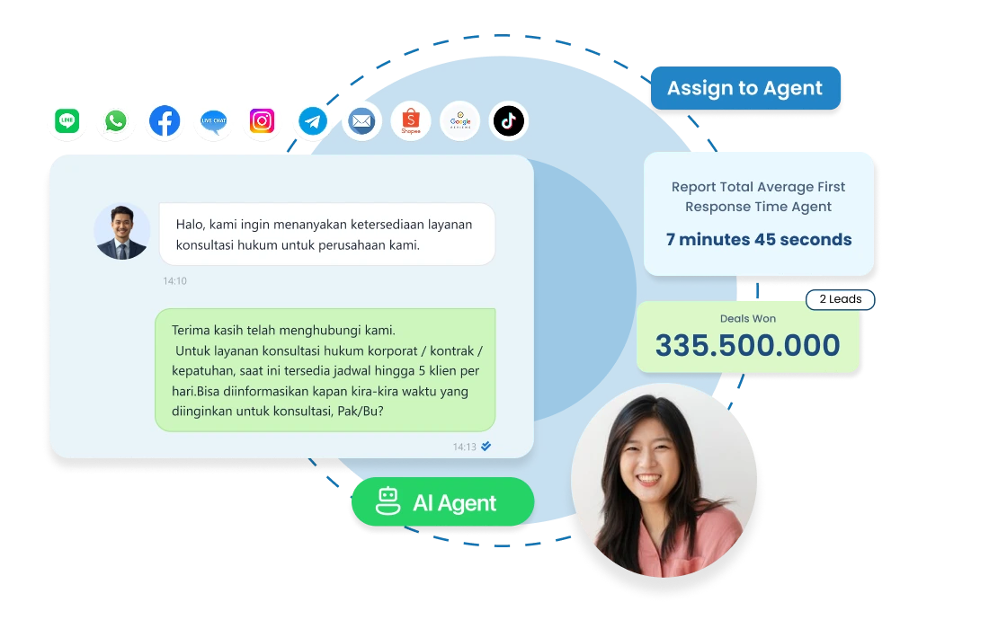 Dashboard CRM Barantum untuk law firm — kelola klien, kasus, dan komunikasi kantor hukum dalam satu platform