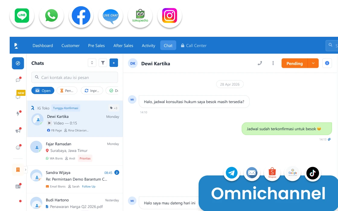 Dashboard CRM Barantum untuk law firm