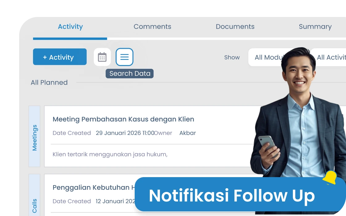 Dashboard CRM Barantum untuk law firm