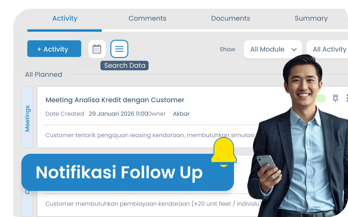 Dashboard CRM Barantum untuk leasing
