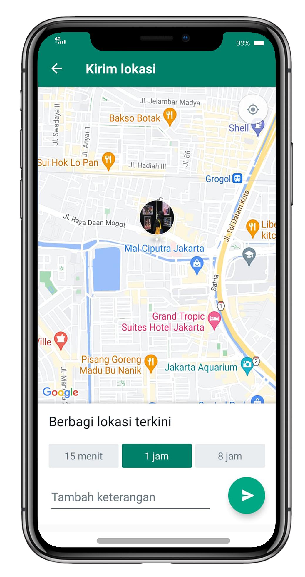 share location di wa