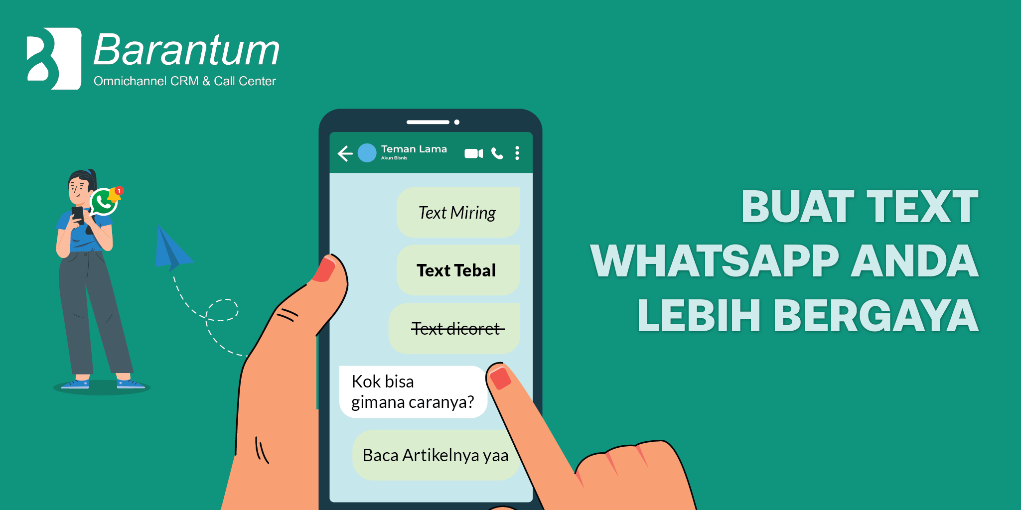 tutorial tulisan miring tebal coret di wa