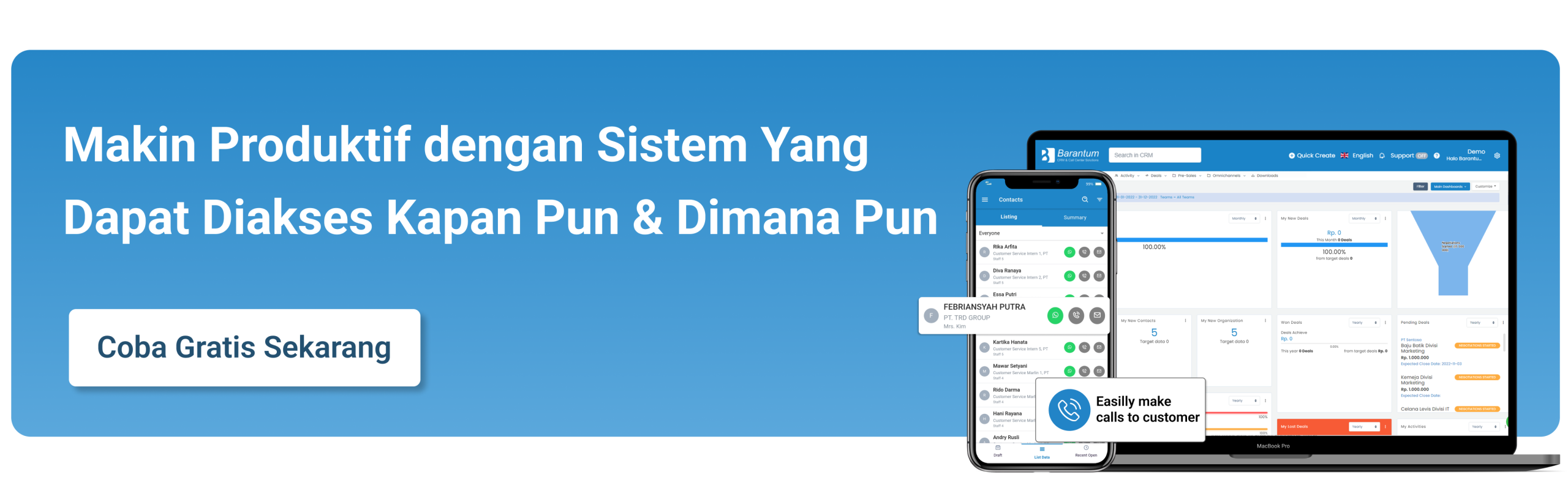 Barantum CRM - Mitra Resmi WhatsApp