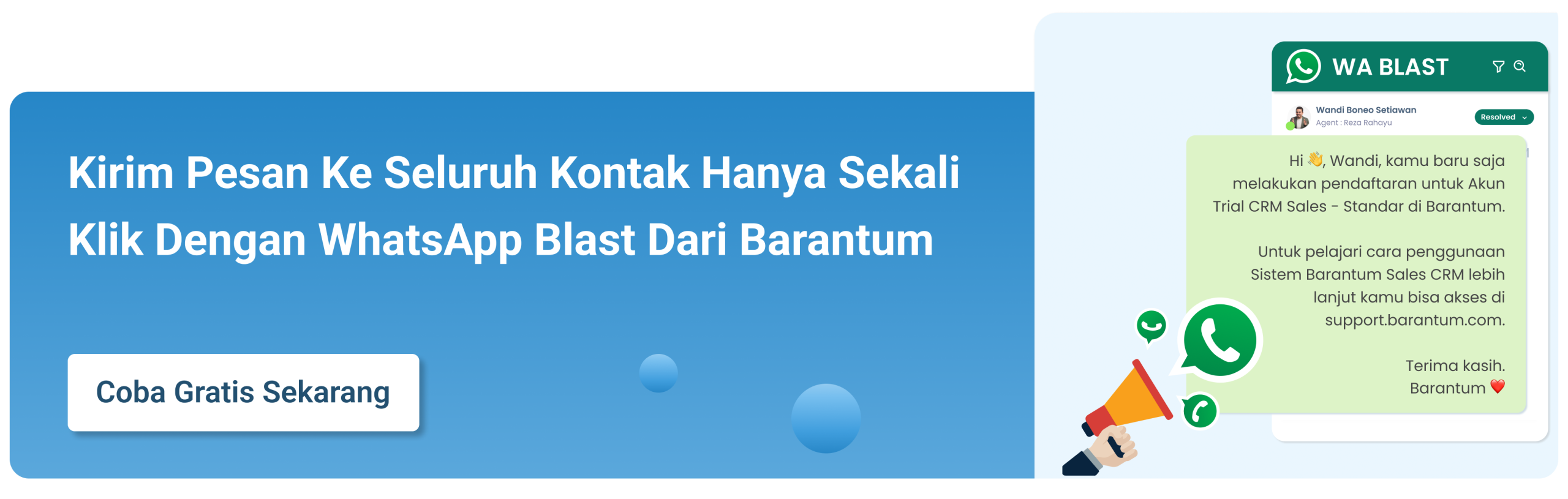 Barantum CRM - Mitra Resmi WhatsApp