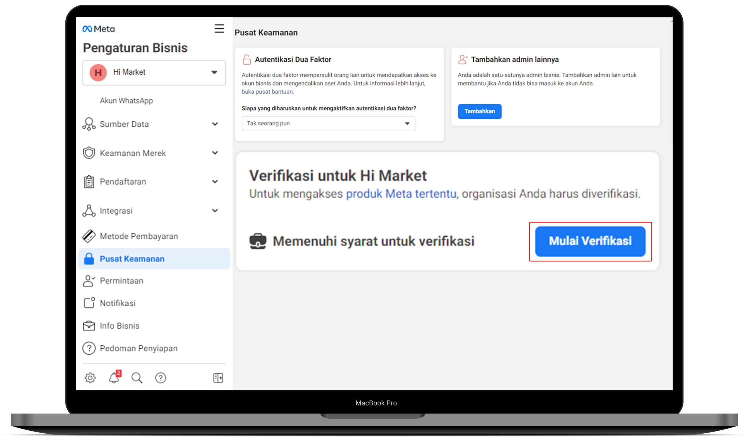 cara verifikasi facebook business manager