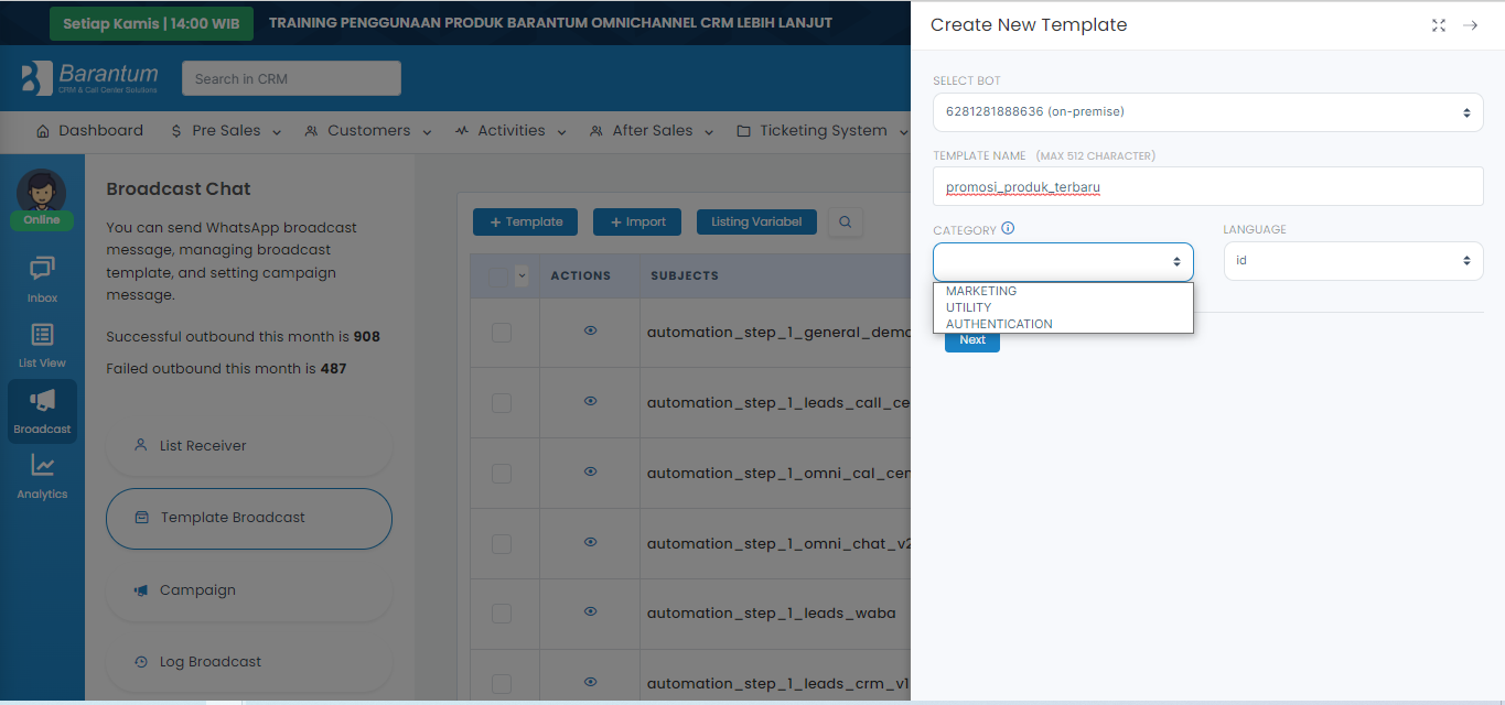 cara membuat template wa Barantum