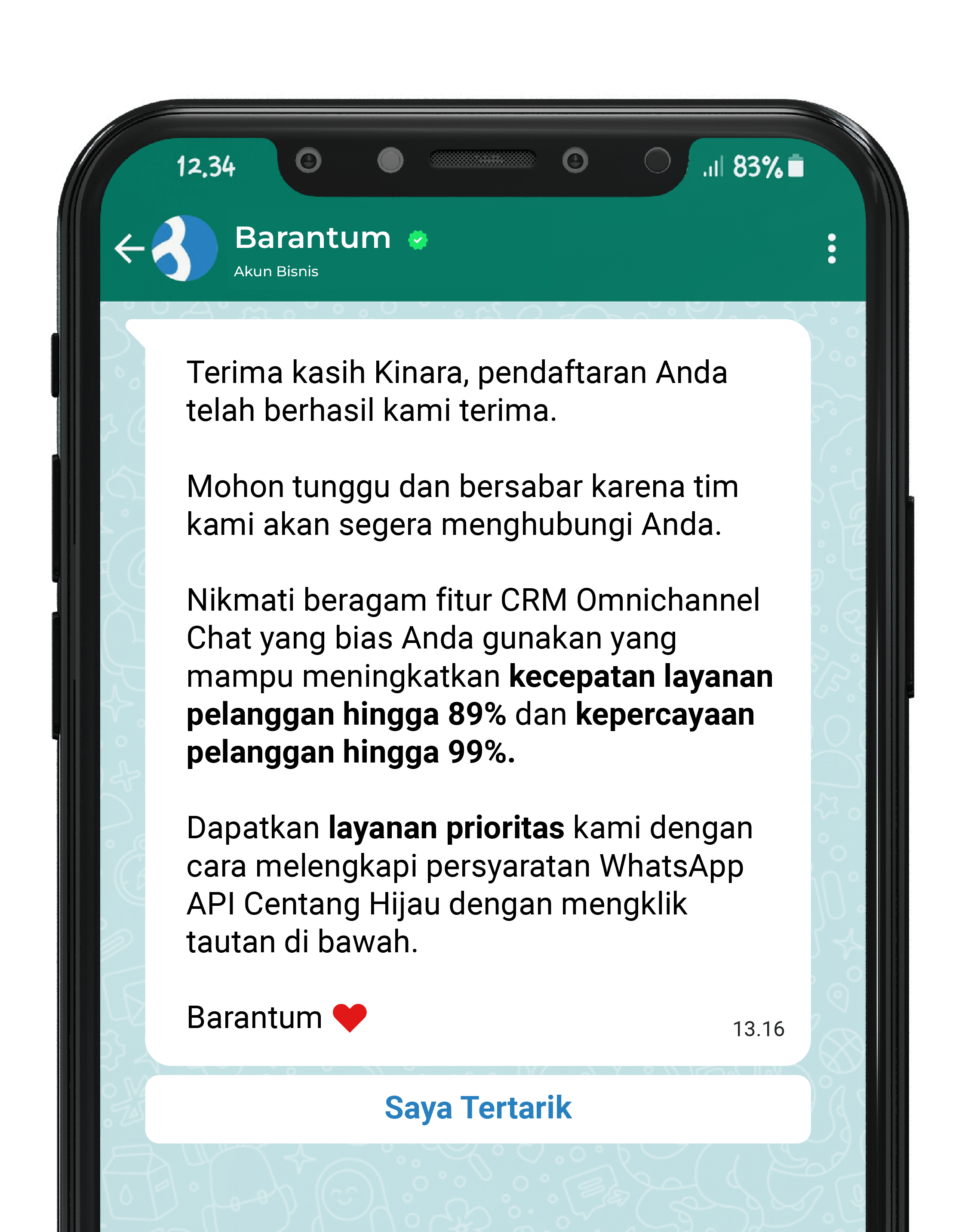 chatbot chatscript notifikasi barantum