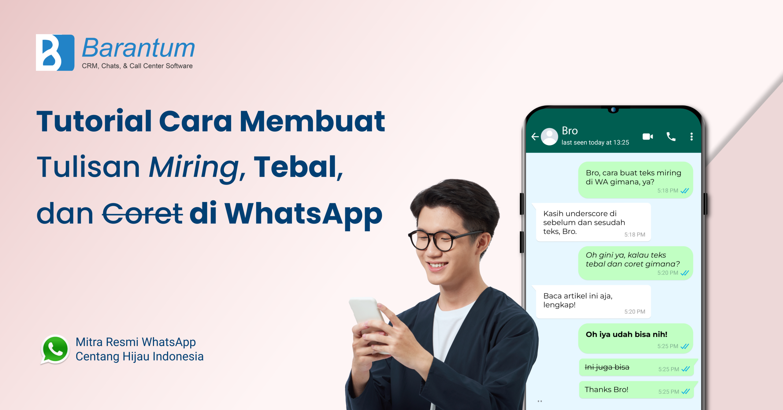 huruf tebal, miring, whatsapp