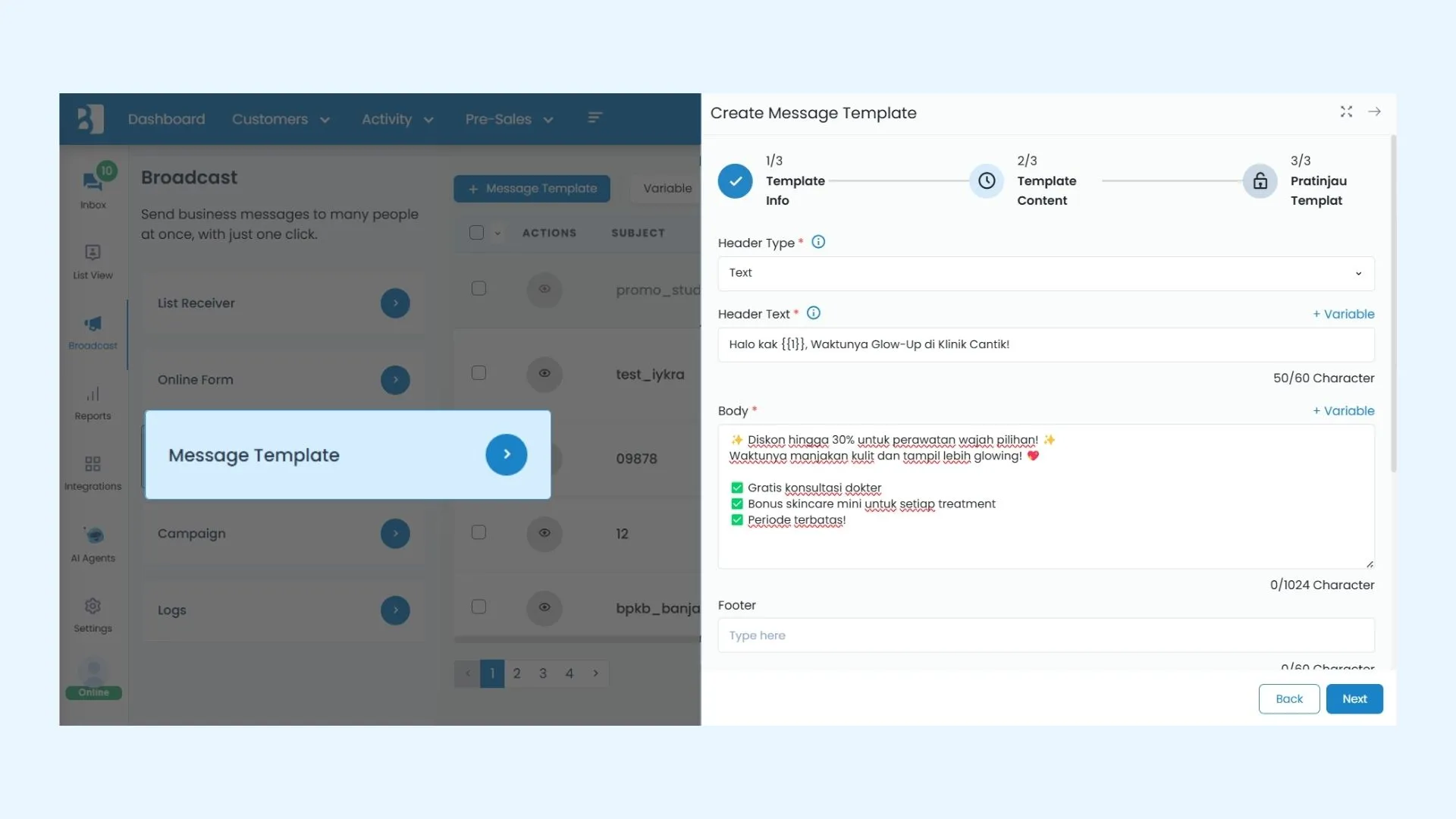 Buat Template Pesan Broadcast Buat Template Pesan Broadcast