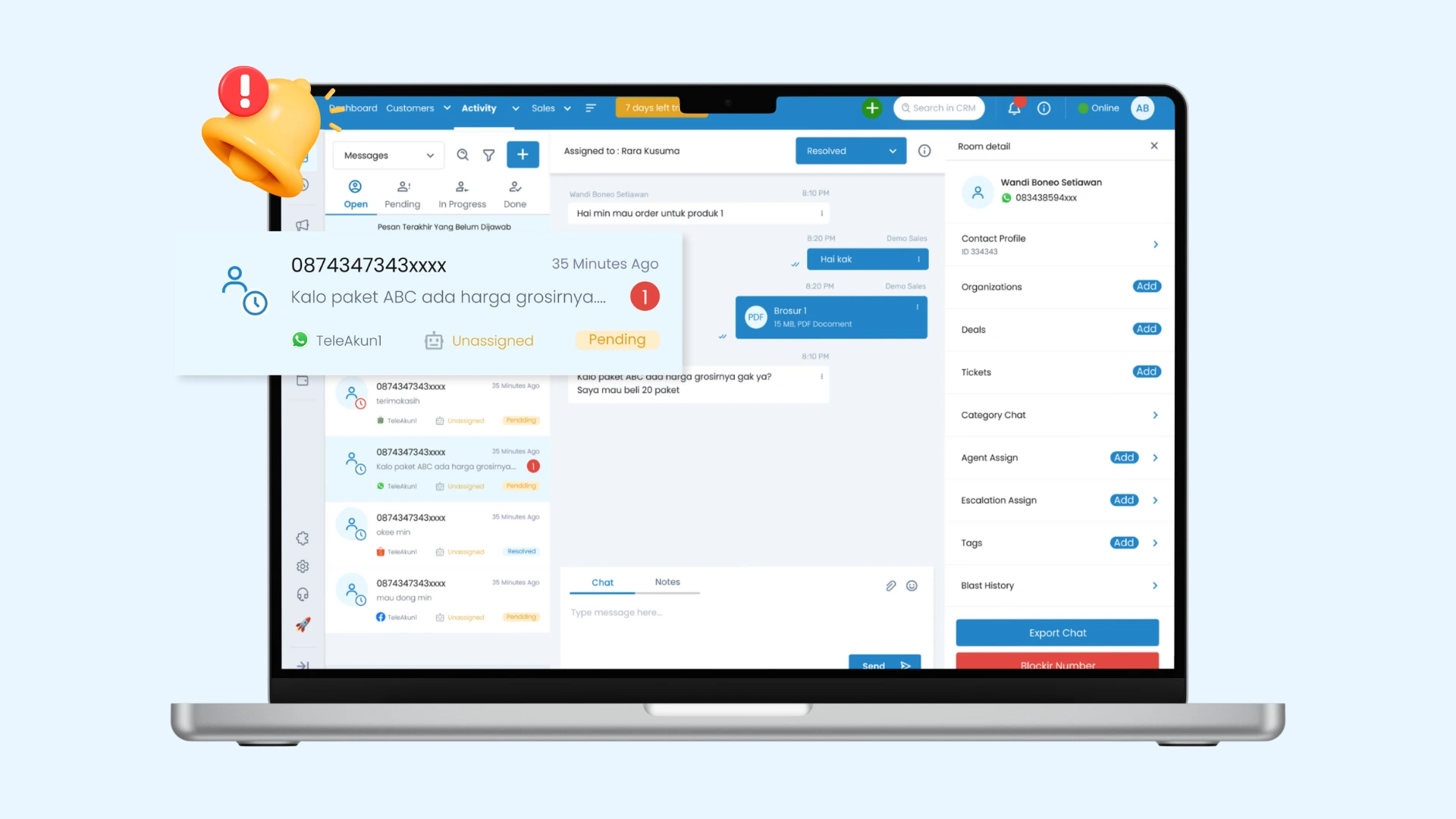Notifikasi Otomatis Saat Chat Masuk Notifikasi Otomatis Saat Chat Masuk