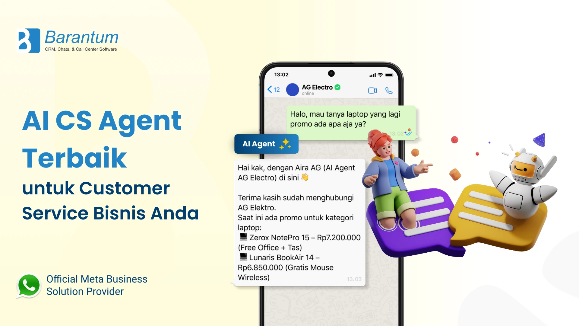 AI CS Agent Terbaik untuk Customer Service Bisnis Anda