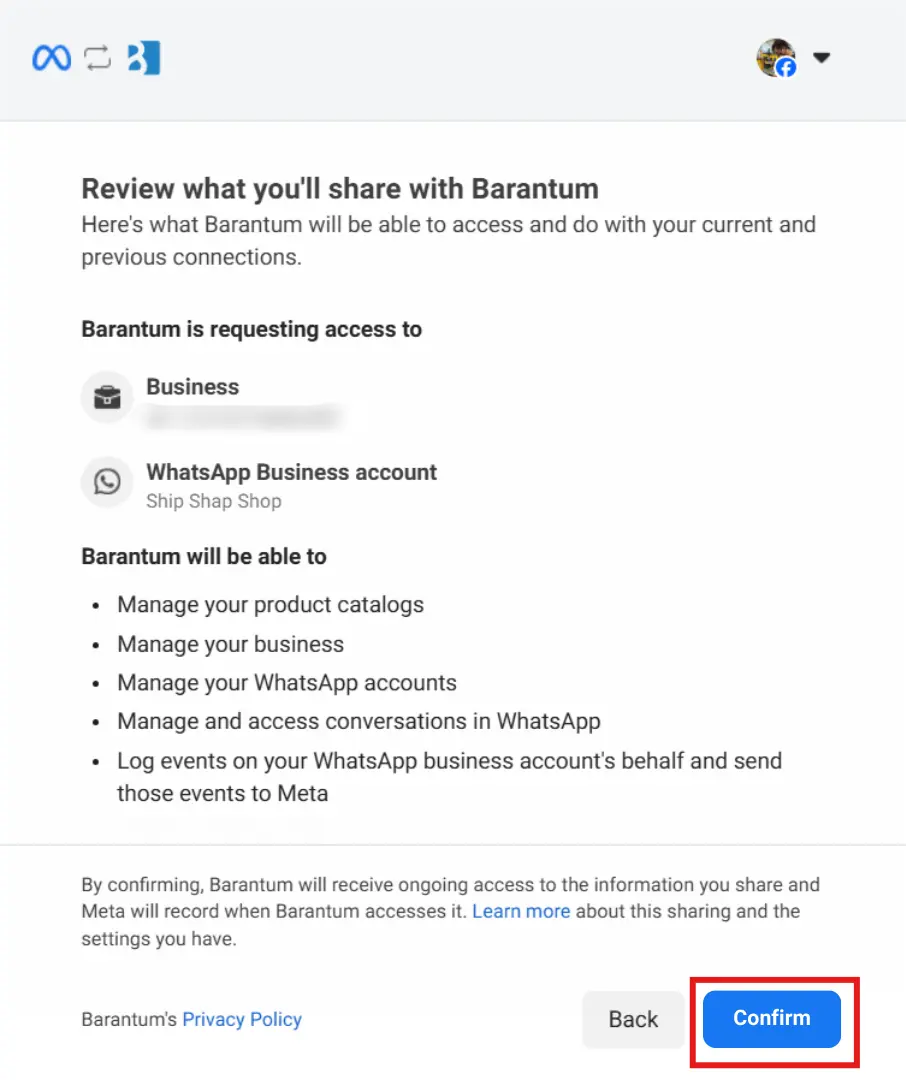 WhatsApp Coexistence Barantum - Step 12