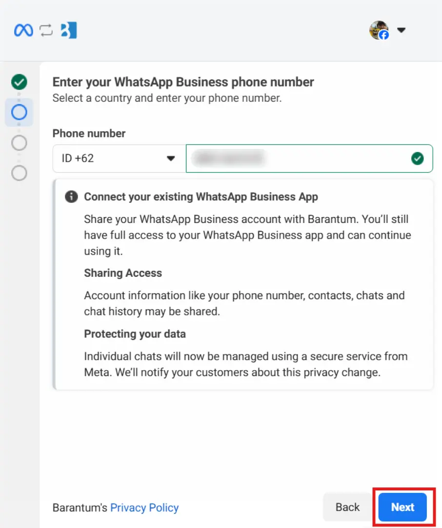 WhatsApp Coexistence Barantum - Step 6