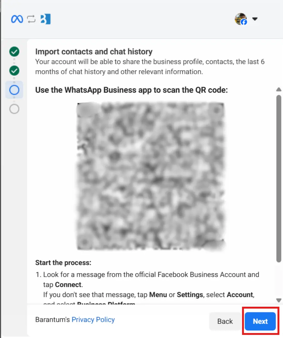 WhatsApp Coexistence Barantum - Step 7