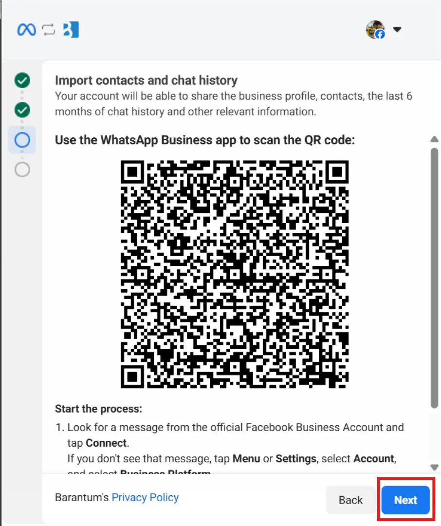 WhatsApp Coexistence Barantum - Step 7