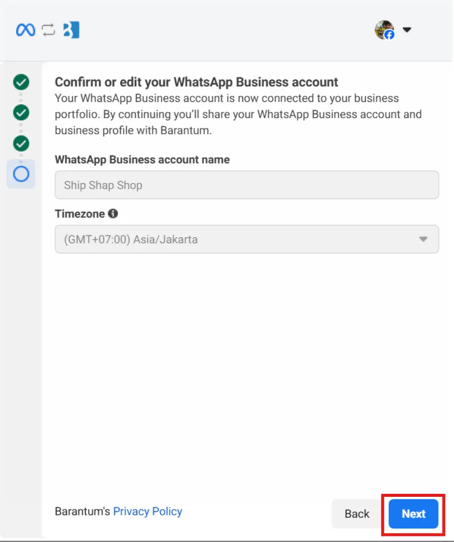 WhatsApp Coexistence Barantum - Step 11