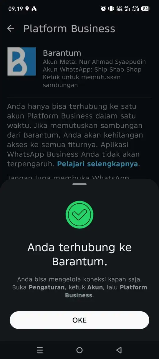 WhatsApp Coexistence Barantum - Step 10