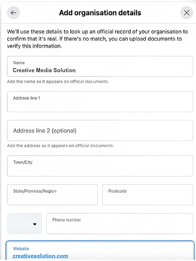 2. add organization detail