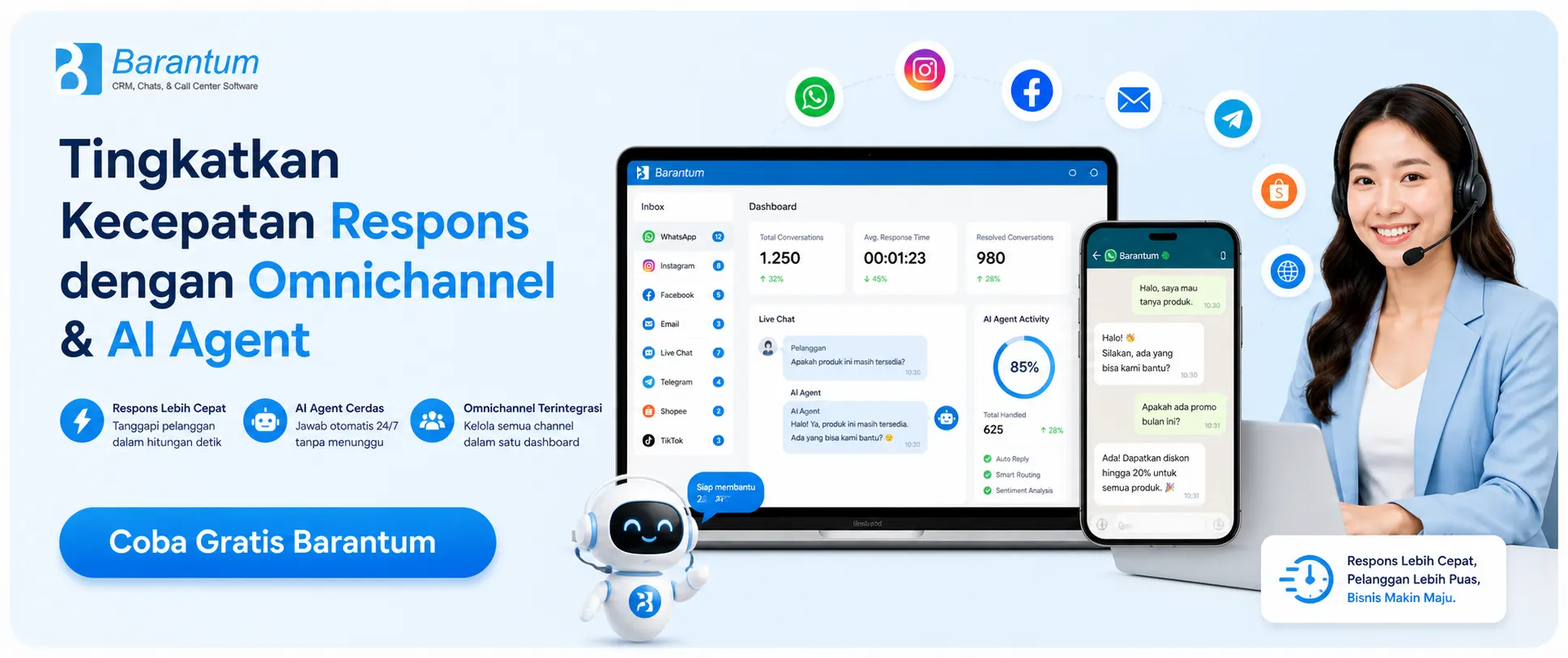 Tingkatkan Kecepatan Respons dengan Omnichannel & AI Agent