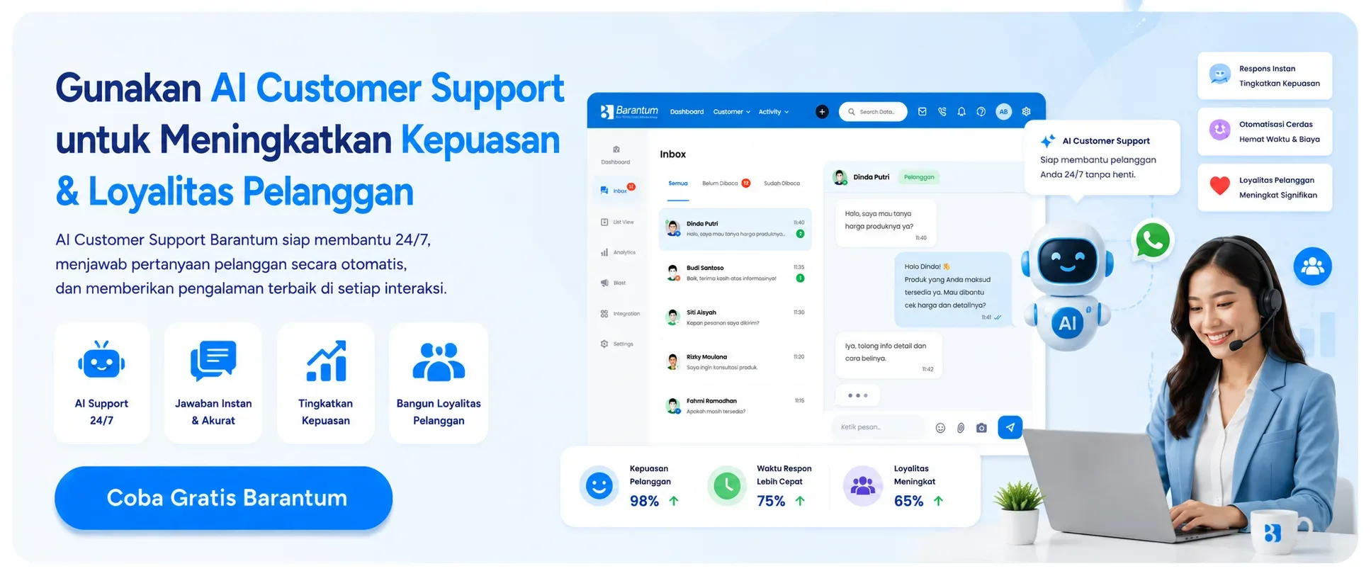 Gunakan AI Customer Support untuk Meningkatkan Kepuasan & Loyalitas Pelanggan Gunakan AI Customer Support untuk Meningkatkan Kepuasan & Loyalitas Pelanggan