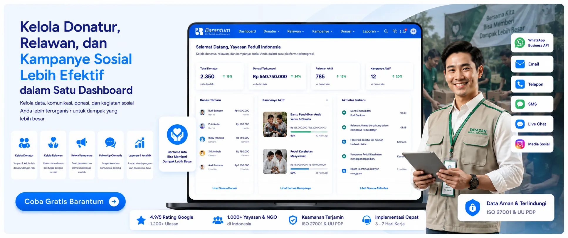 Kelola Donatur, Relawan, dan Kampanye Sosial Lebih Efektif dalam Satu Dashboard Kelola Donatur, Relawan, dan Kampanye Sosial Lebih Efektif dalam Satu Dashboard