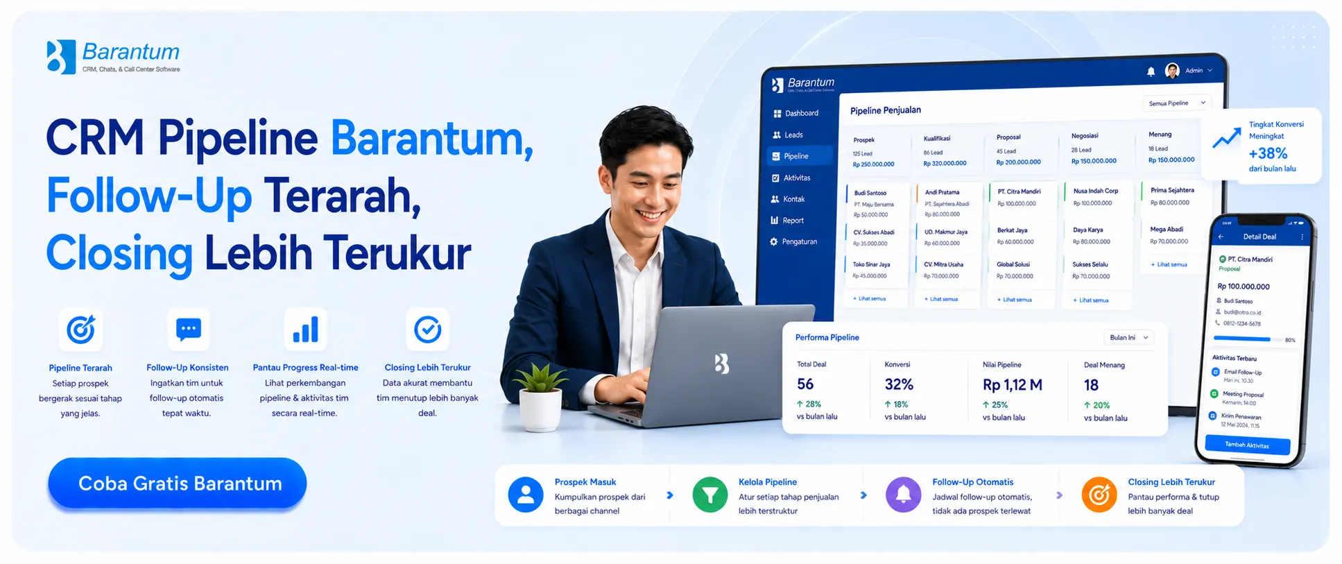 CRM Pipeline Barantum, Follow-Up Terarah, Closing Lebih Terukur