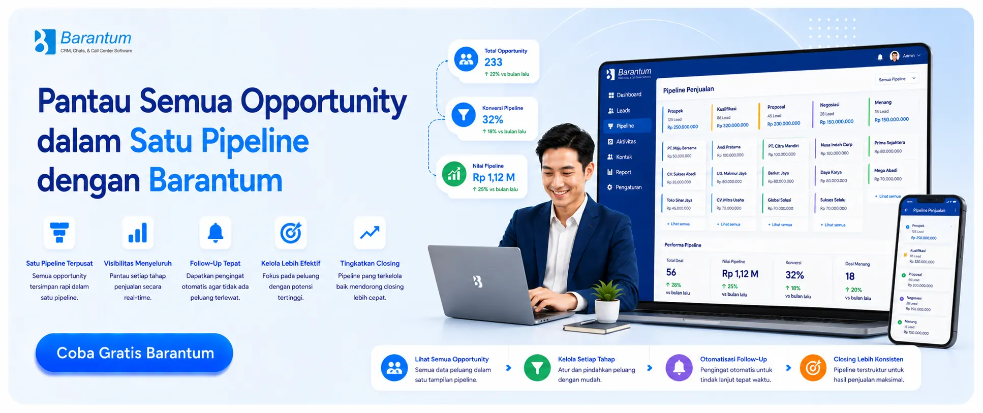 Pantau Semua Opportunity dalam Satu Pipeline dengan Barantum