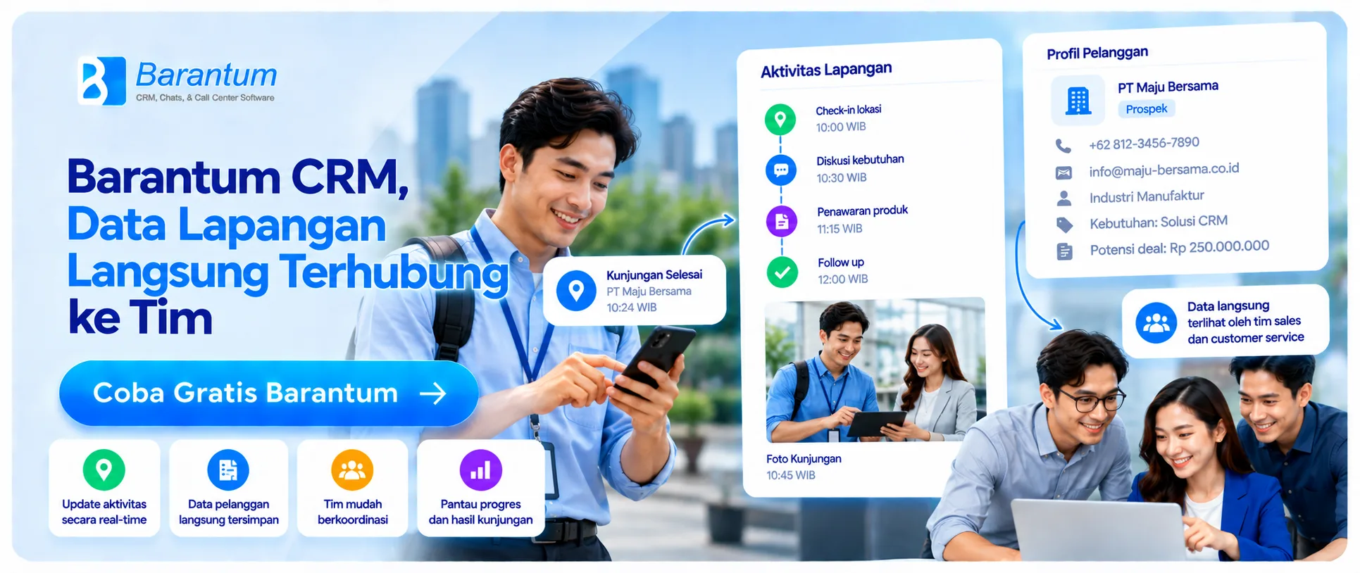 Barantum CRM, Data Lapangan Langsung Terhubung ke Tim Barantum CRM, Data Lapangan Langsung Terhubung ke Tim