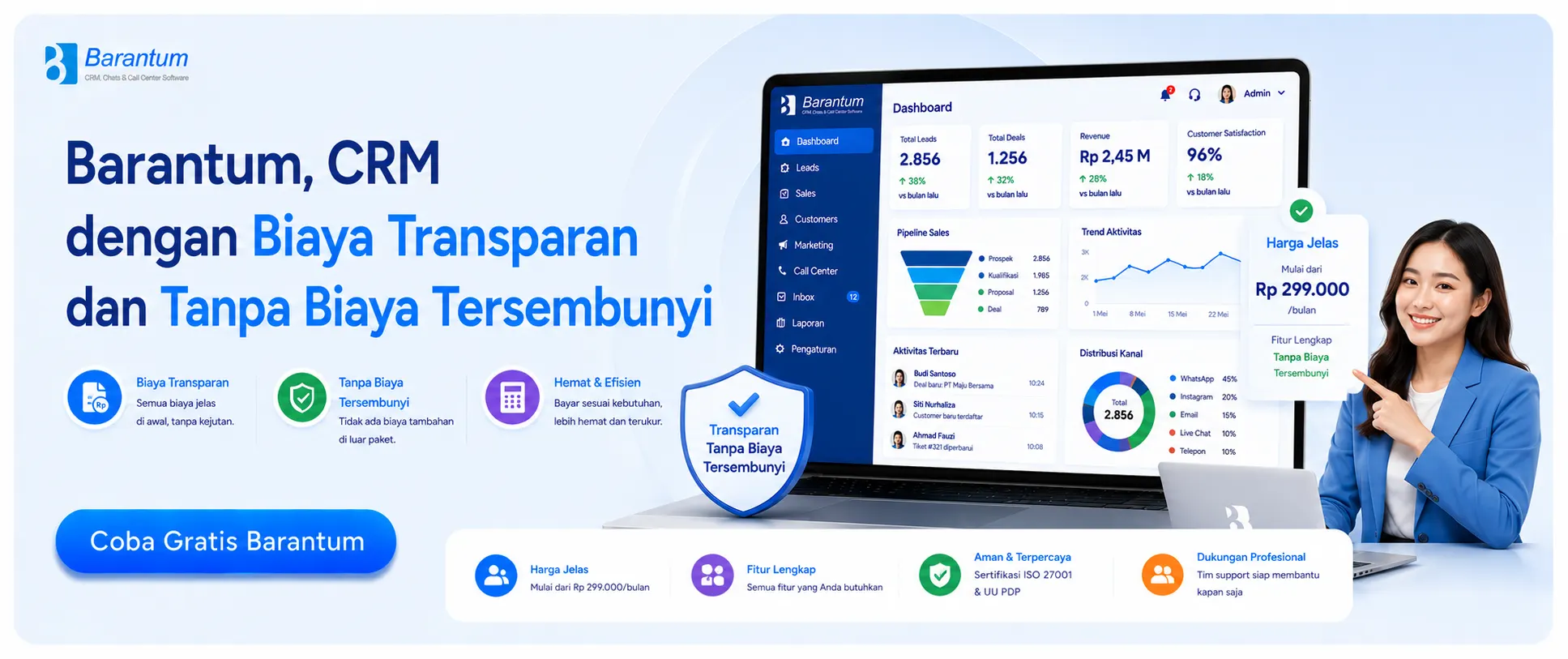 Barantum CRM dengan Biaya Transparan dan Tanpa Biaya Tersembunyi Barantum CRM dengan Biaya Transparan dan Tanpa Biaya Tersembunyi