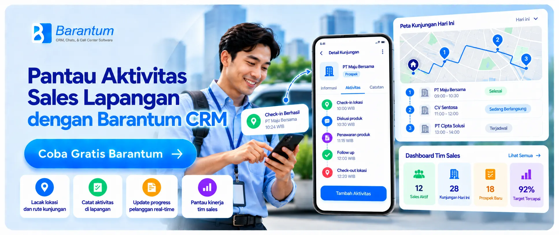 Pantau Aktivitas Sales Lapangan dengan Barantum CRM Pantau Aktivitas Sales Lapangan dengan Barantum CRM