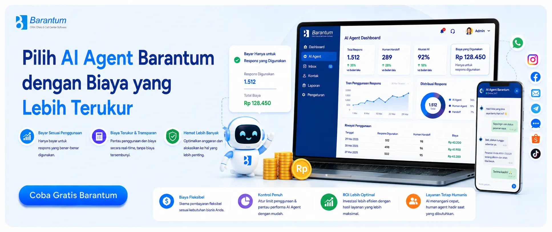 Pilih AI Agent Barantum dengan Biaya yang Lebih Terukur