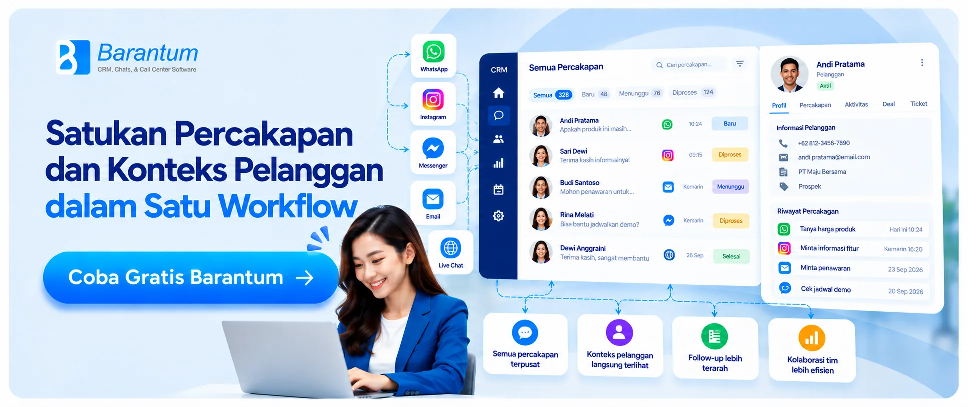 Satukan Percakapan dan Konteks Pelanggan dalam Satu Workflow