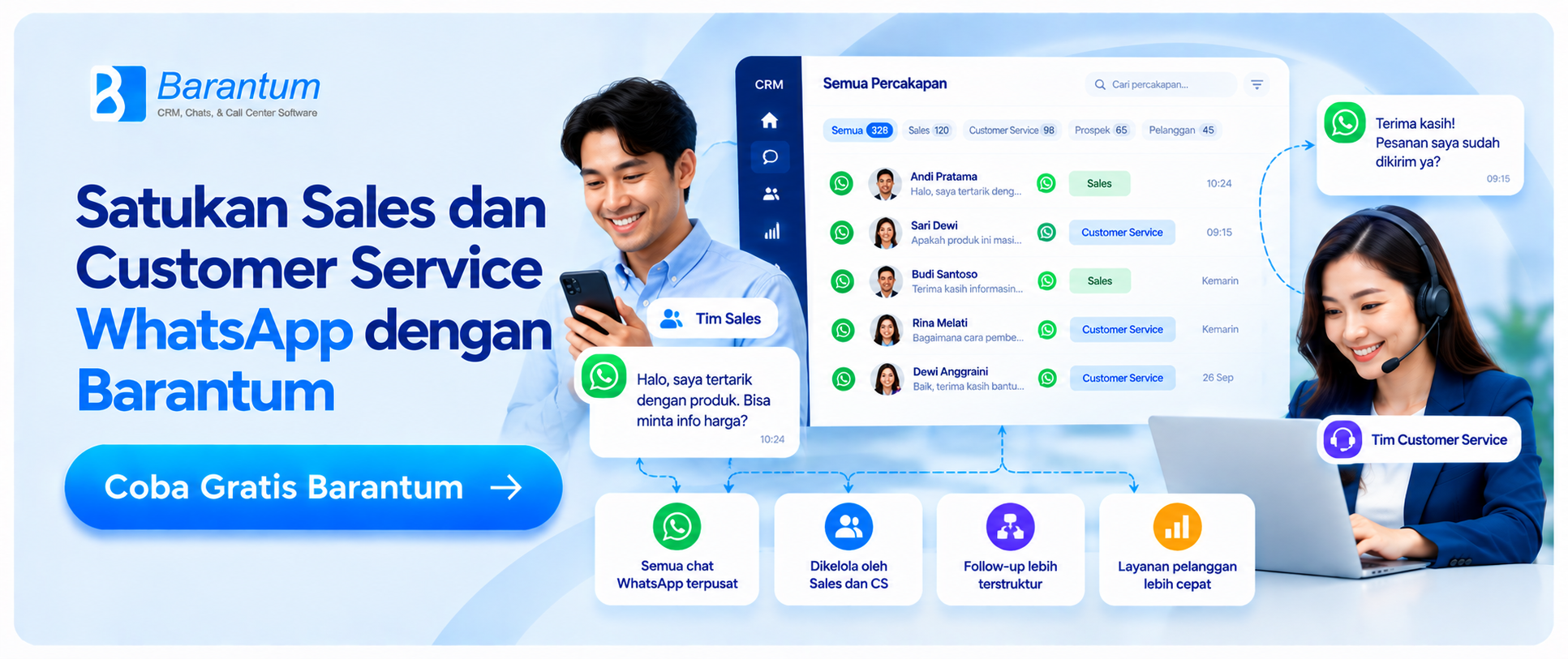 Satukan Sales dan Customer Service WhatsApp dengan Barantum Satukan Sales dan Customer Service WhatsApp dengan Barantum