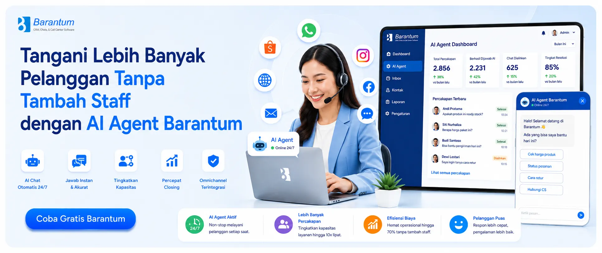 Tangani Lebih Banyak Pelanggan Tanpa Tambah Staff dengan AI Agent Barantum