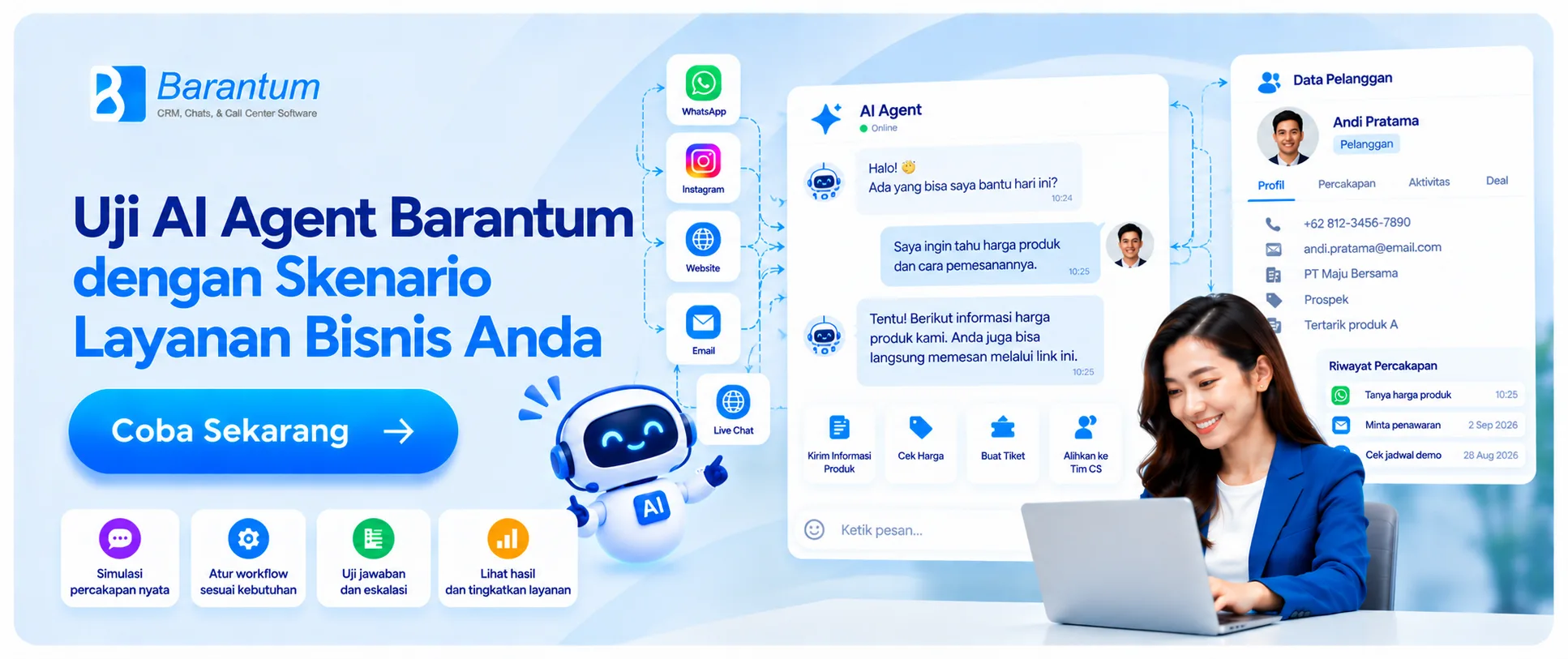 Uji AI Agent Barantum dengan Skenario Layanan Bisnis Anda